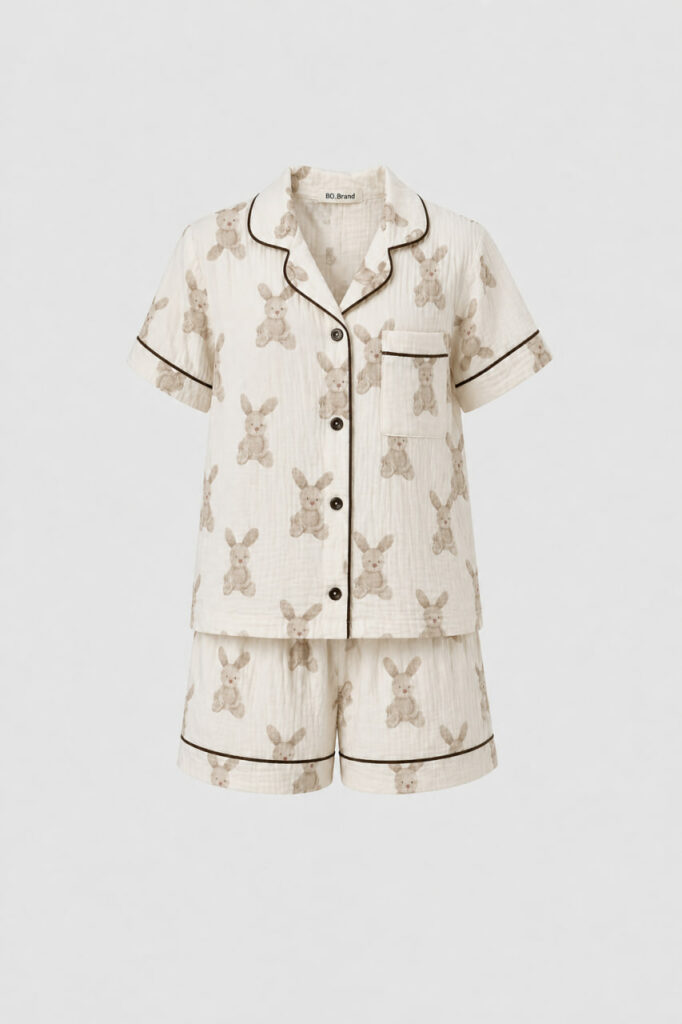 Дитяча піжама з кроликами BO.Brand шорти і сорочка муслін
