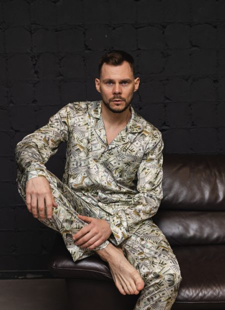 Шовкова чоловіча піжама BO.Brand долари принт