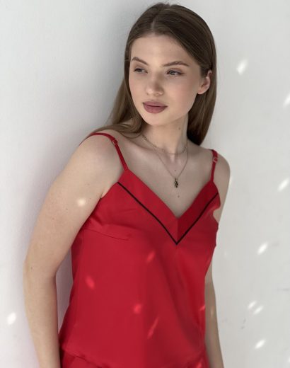 Жіноча піжама BO.Brand, майка і шорти у червоному кольорі зображення 2